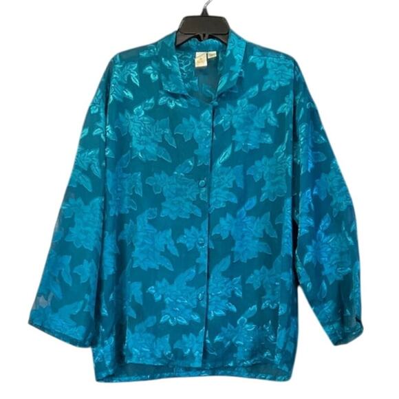 Victoria's Secret VTG Womens M Teal SheerSleepwear 2Piece Pant Set Long Sleeves - Picture 1 of 8